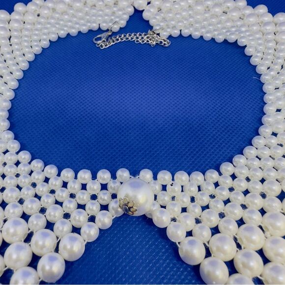 Detachable Blouse Fake Collar Faux Pearl Beaded necklace New 0228 - Picture 2 of 8